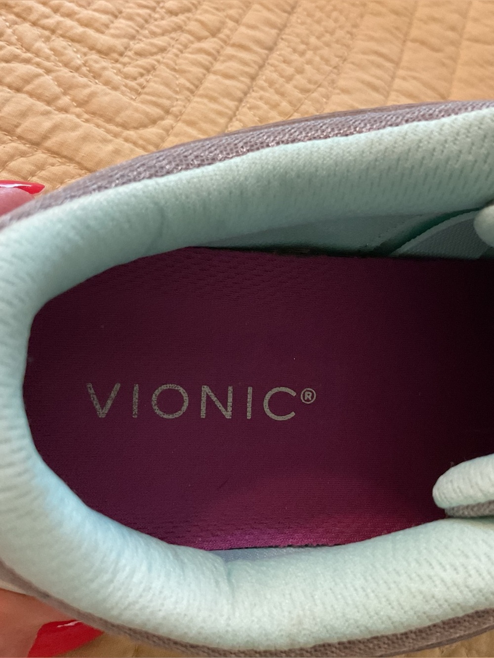 VIONIC KRISHA WALKING SNEAKERS SIZE 7.5 GRAY MESH W/TEAL GOOD PREOWNED - Picture 16 of 16